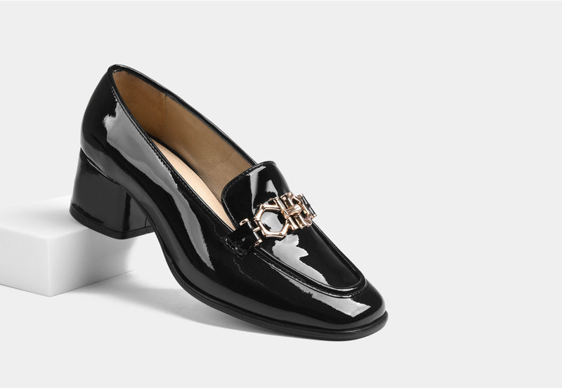 ESTELLE BLACK PATENT LEATHER WOMEN PUMPS