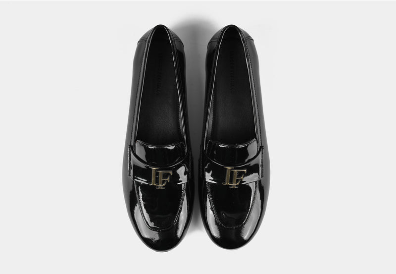 LUCIO BLACK PATENT WOMEN LOAFERS