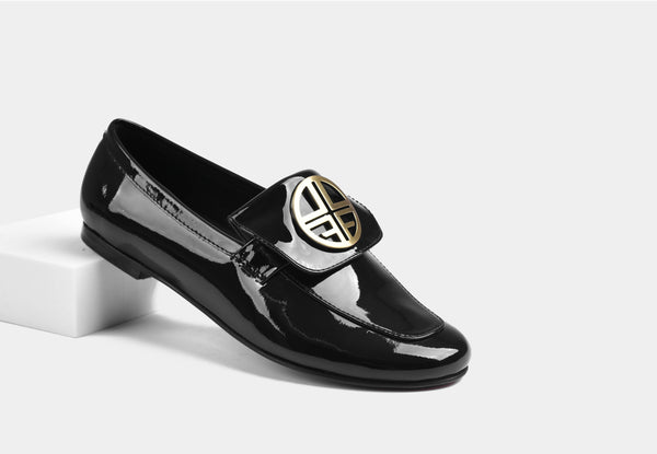 CLARISA BLACK PATENT LEATHER WOMEN LOAFERS