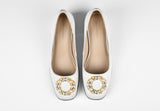 AMBRA White LEATHER WOMEN EMBELLISHED PUMPS