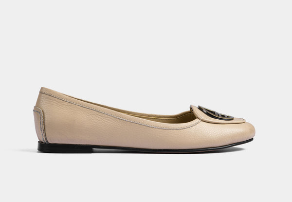 KATE BALLERINAS IN PEBBLE BEIGE LEATHER