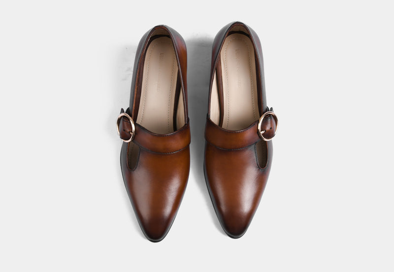 LEONIE MID-BROWN WOMEN LEATHER PUMPS