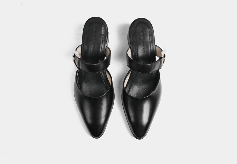 CHIARA BLACK LEATHER WOMEN PUMPS