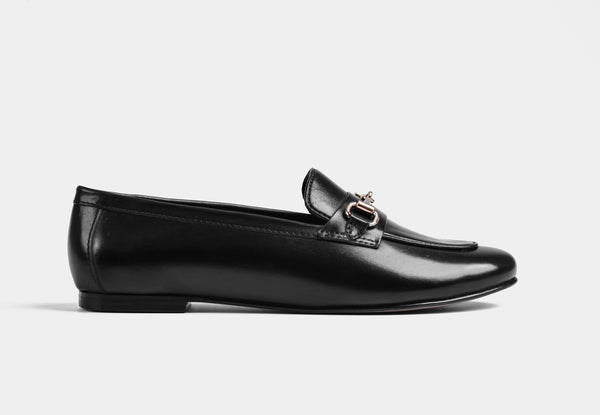 Lucio Black Leather Women Loafers