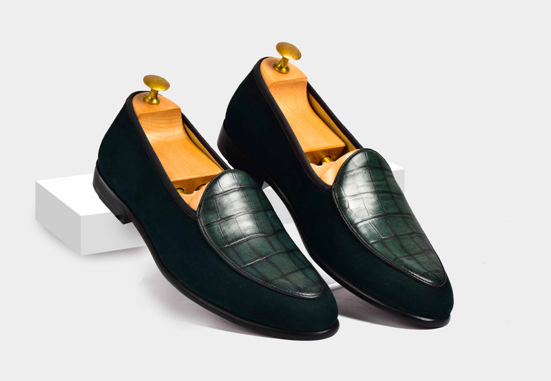 ARNO | Bottle Green Suede with Precious Leathers