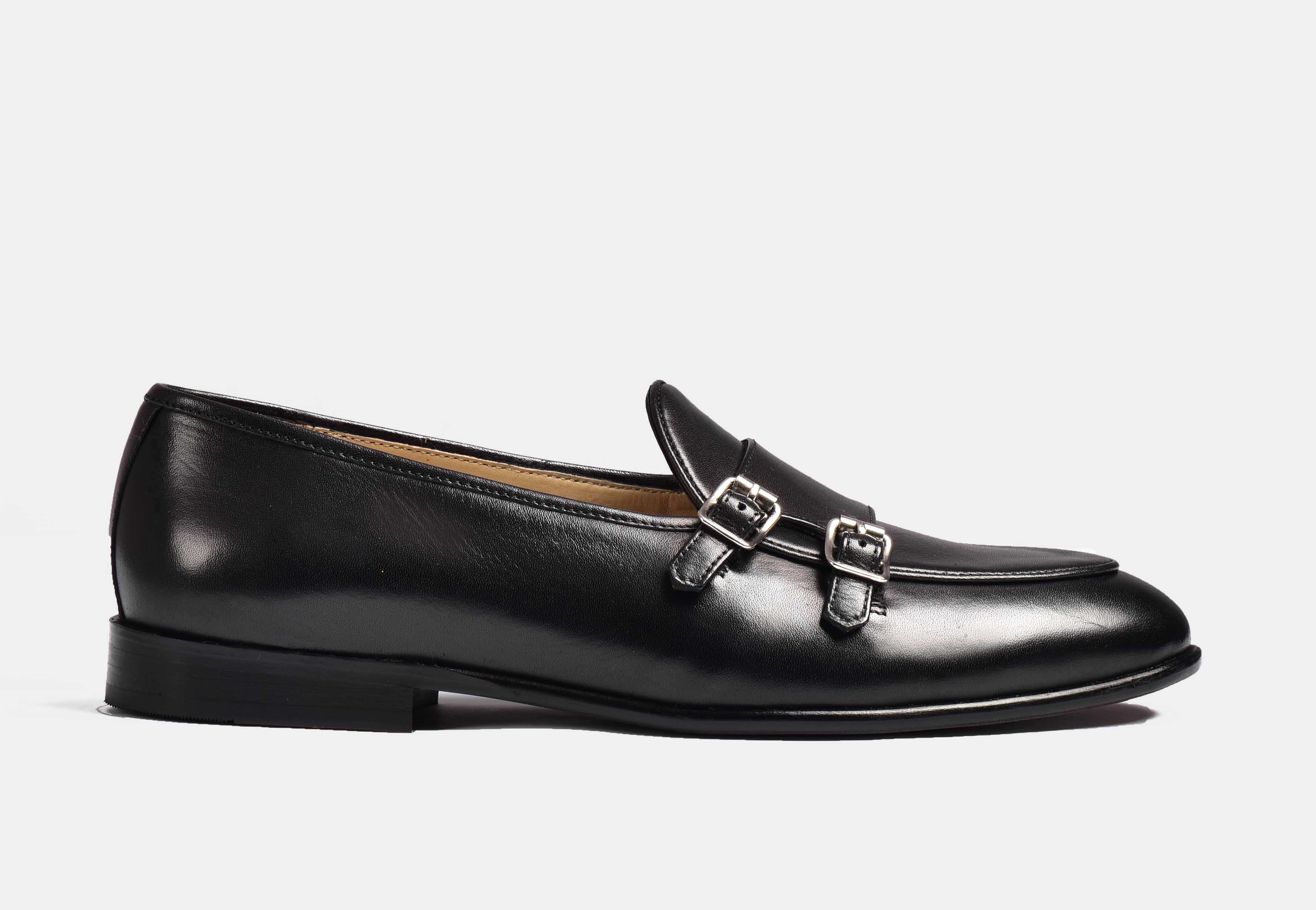 ARNO | Black Patina with Double Monk Strap
