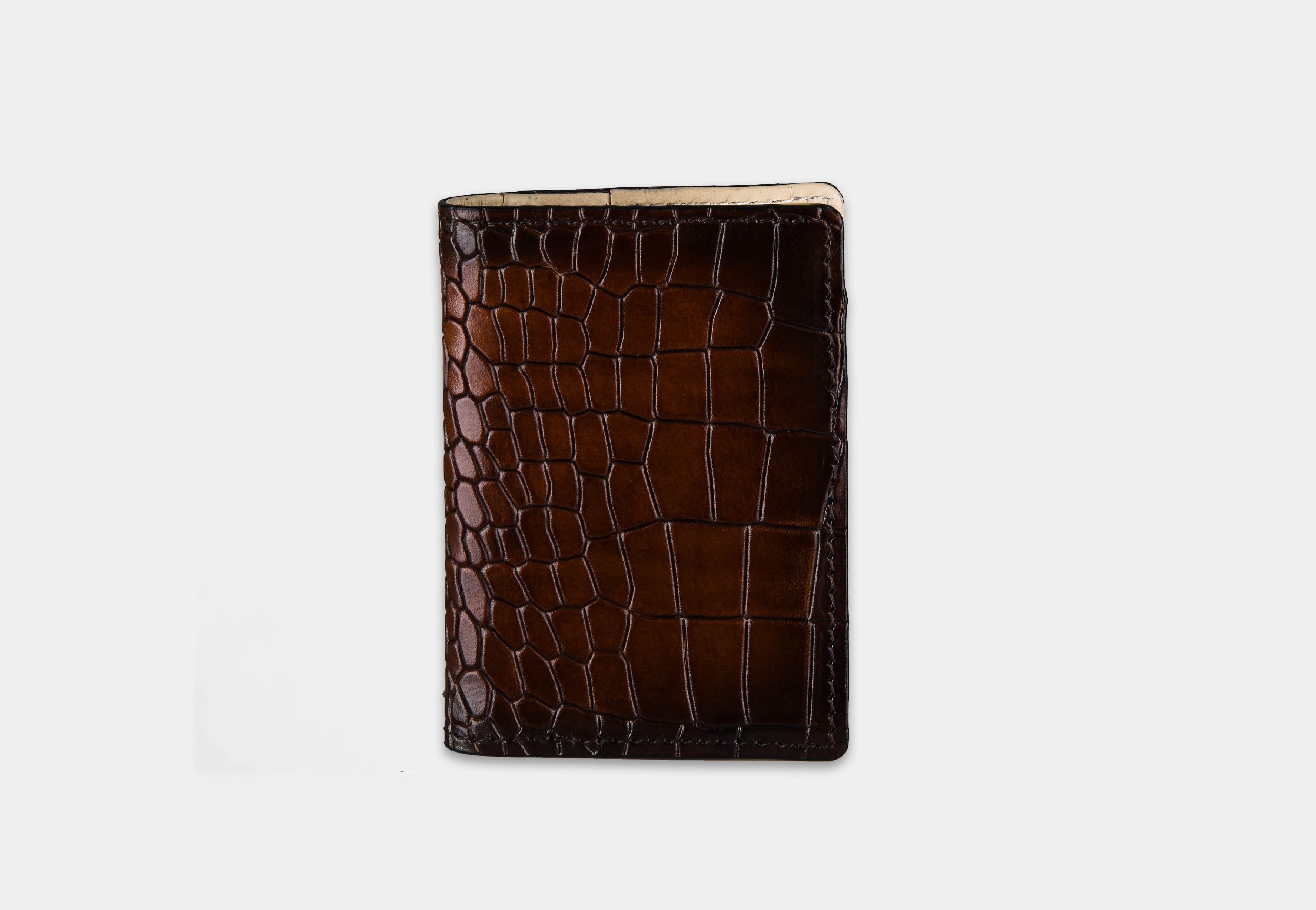 LEATHER CARD HOLDER | CROC BROWN