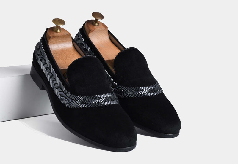 ALONZO BLACK embroidered slip-ons