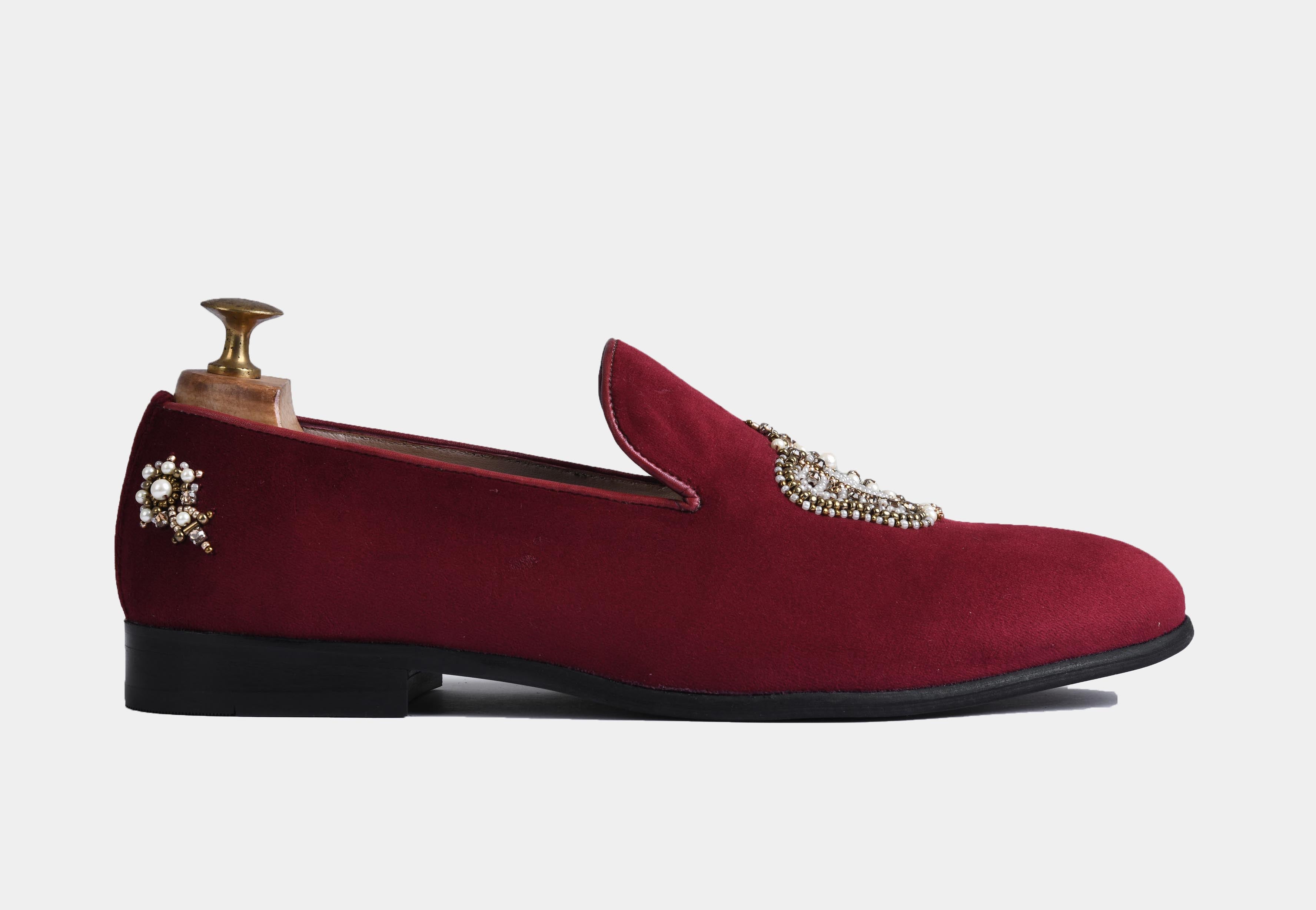 MACEO MAROON embroidered slip-ons (SALE)