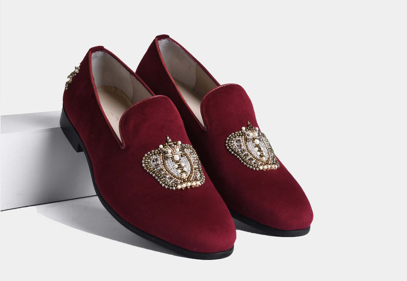 MACEO MAROON embroidered slip-ons