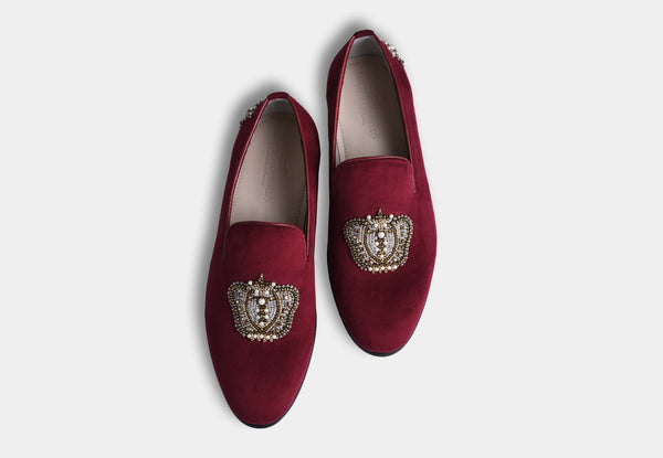 MACEO MAROON embroidered slip-ons