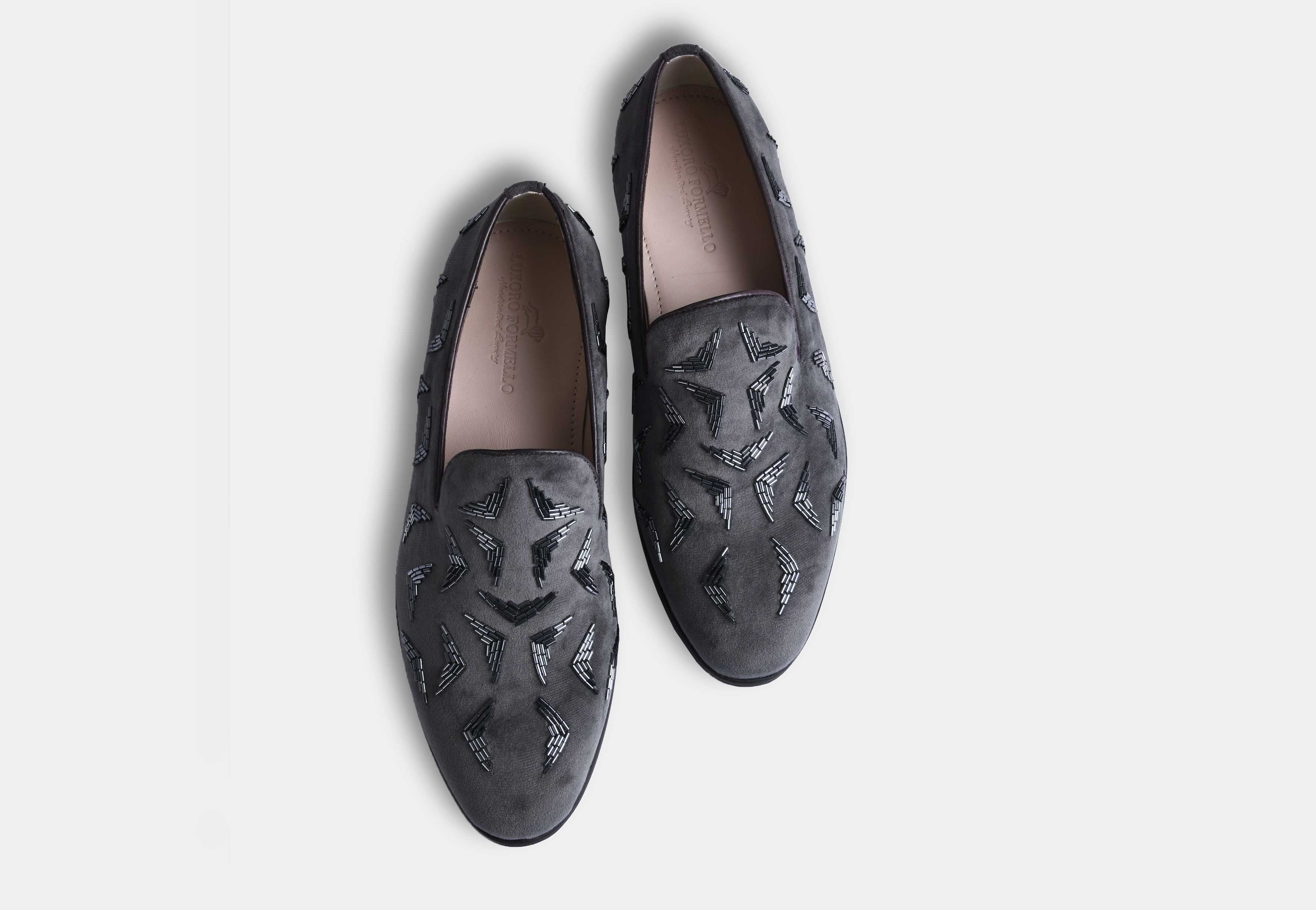VALENCIO GREY embroidered slip-ons