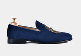 Artemio BLUE embroidered slip-ons