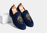 Artemio BLUE embroidered slip-ons