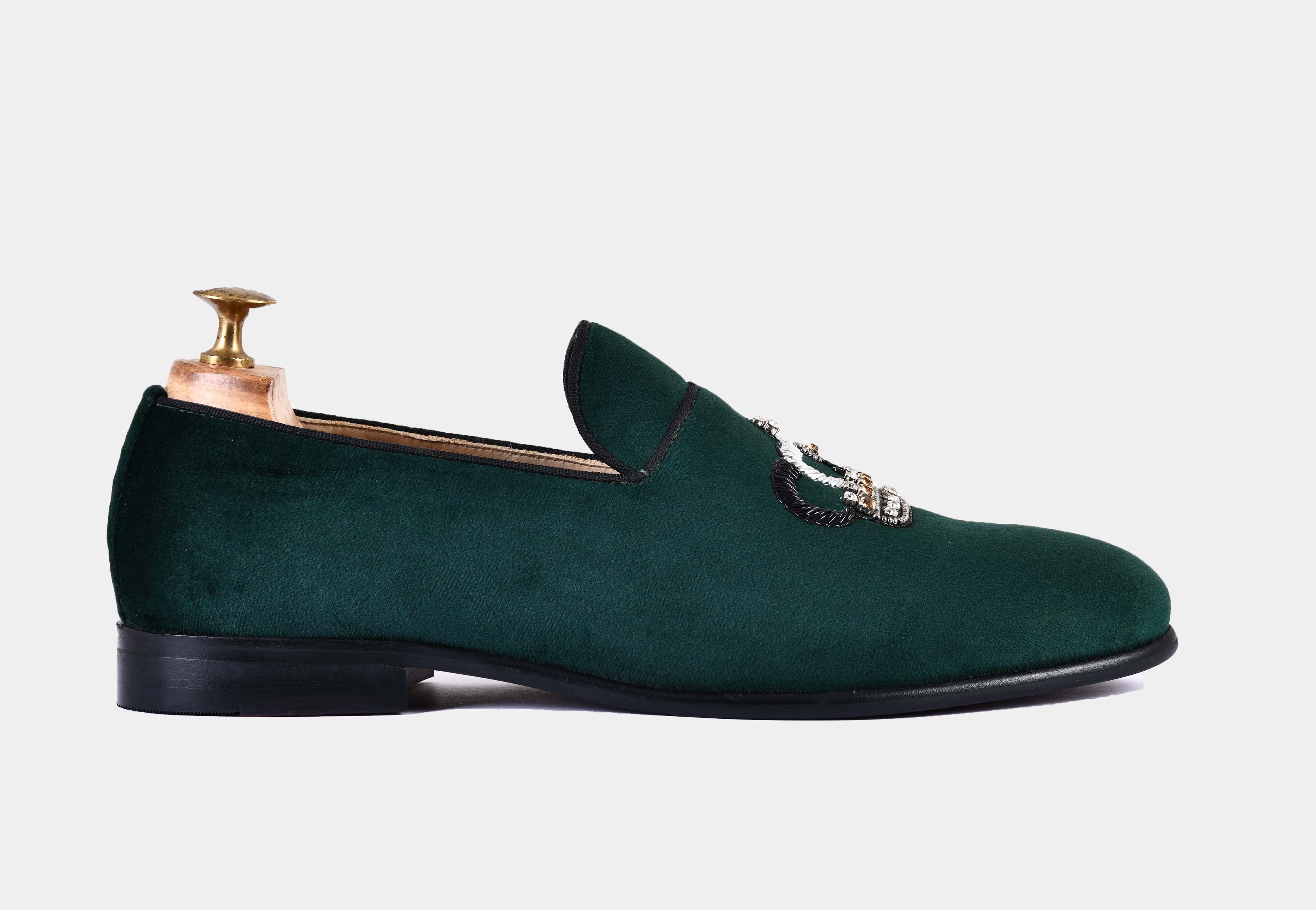 SANTOS GREEN embroidered slip-ons (SALE)