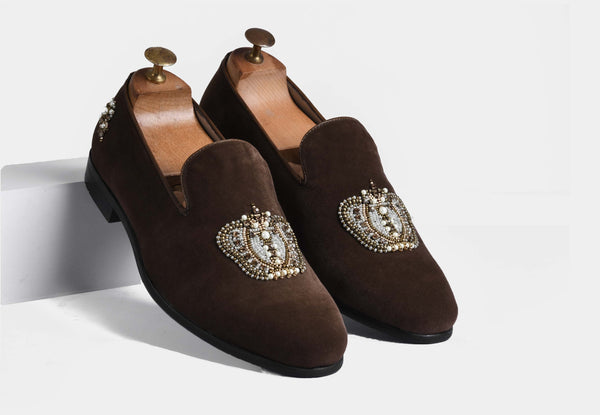 emiliano brown embroidered slipons