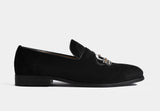 LUCIANO BLACK embroidered slip-ons