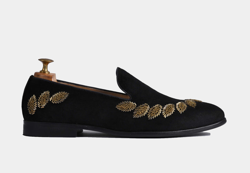 MARCELLO BLACK embroidered slip-ons