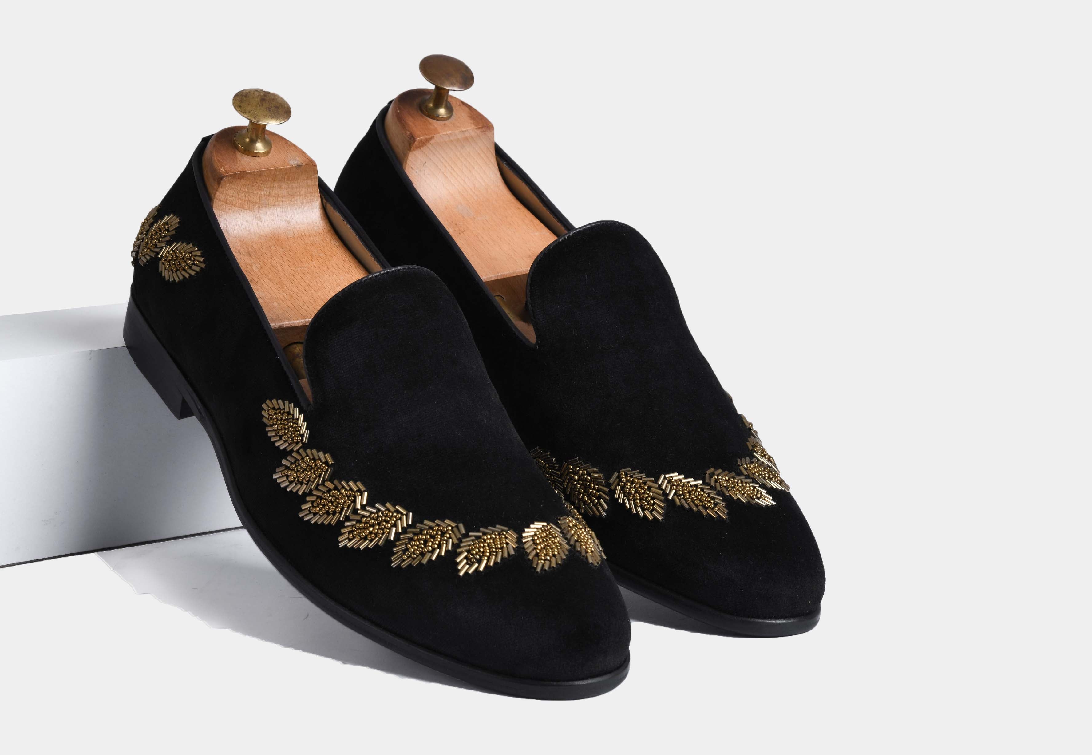 MARCELLO BLACK embroidered slip-ons