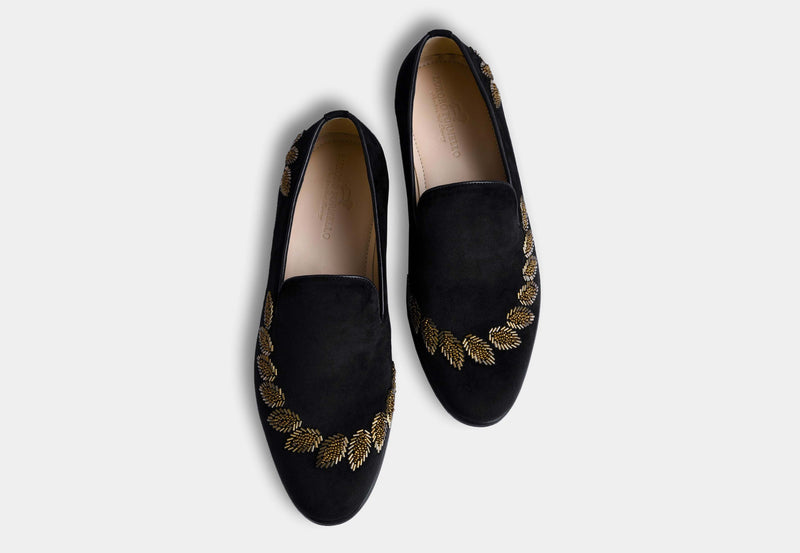 MARCELLO BLACK embroidered slip-ons