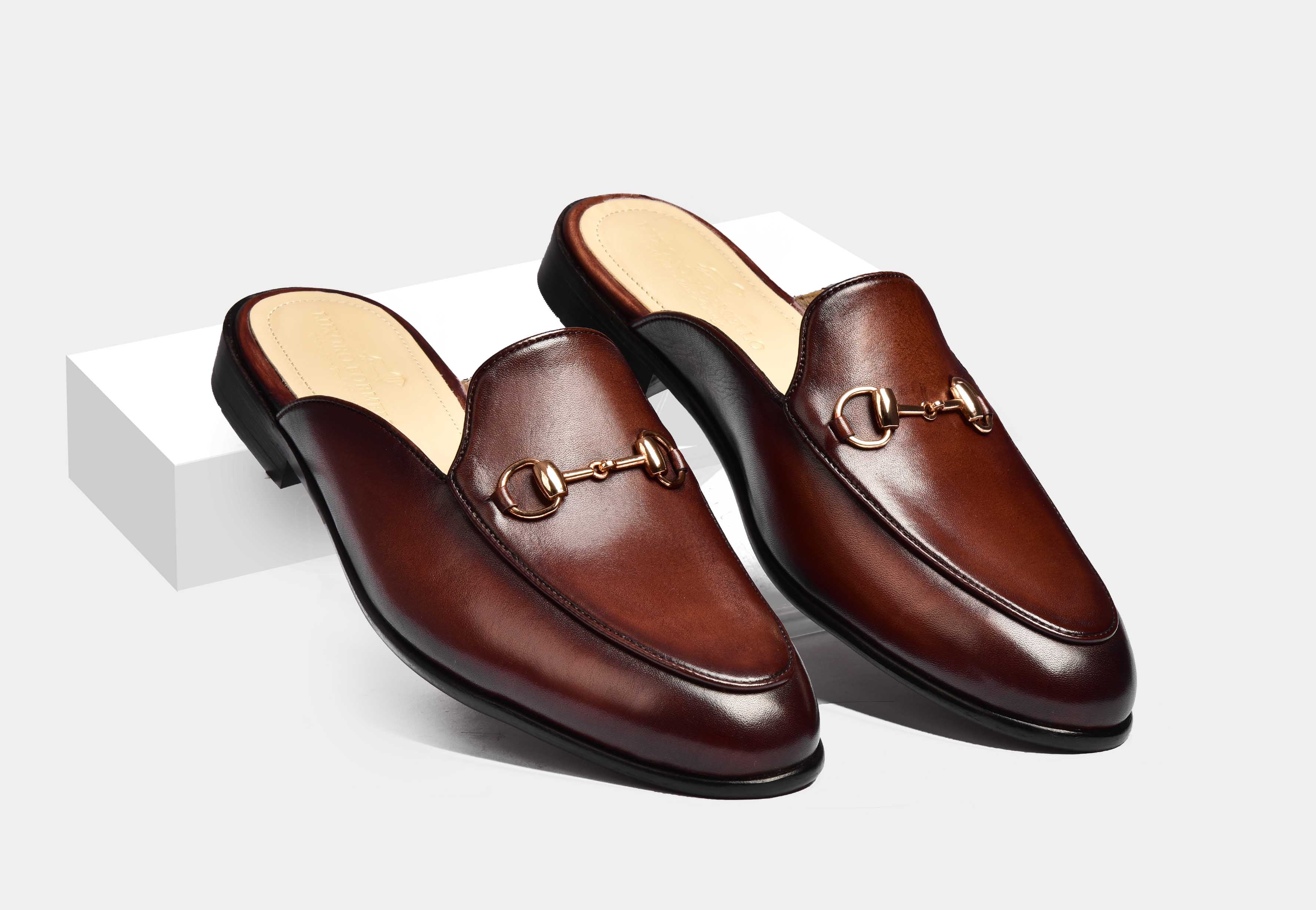 ARNO | Brown Formal Mules with metal Trim