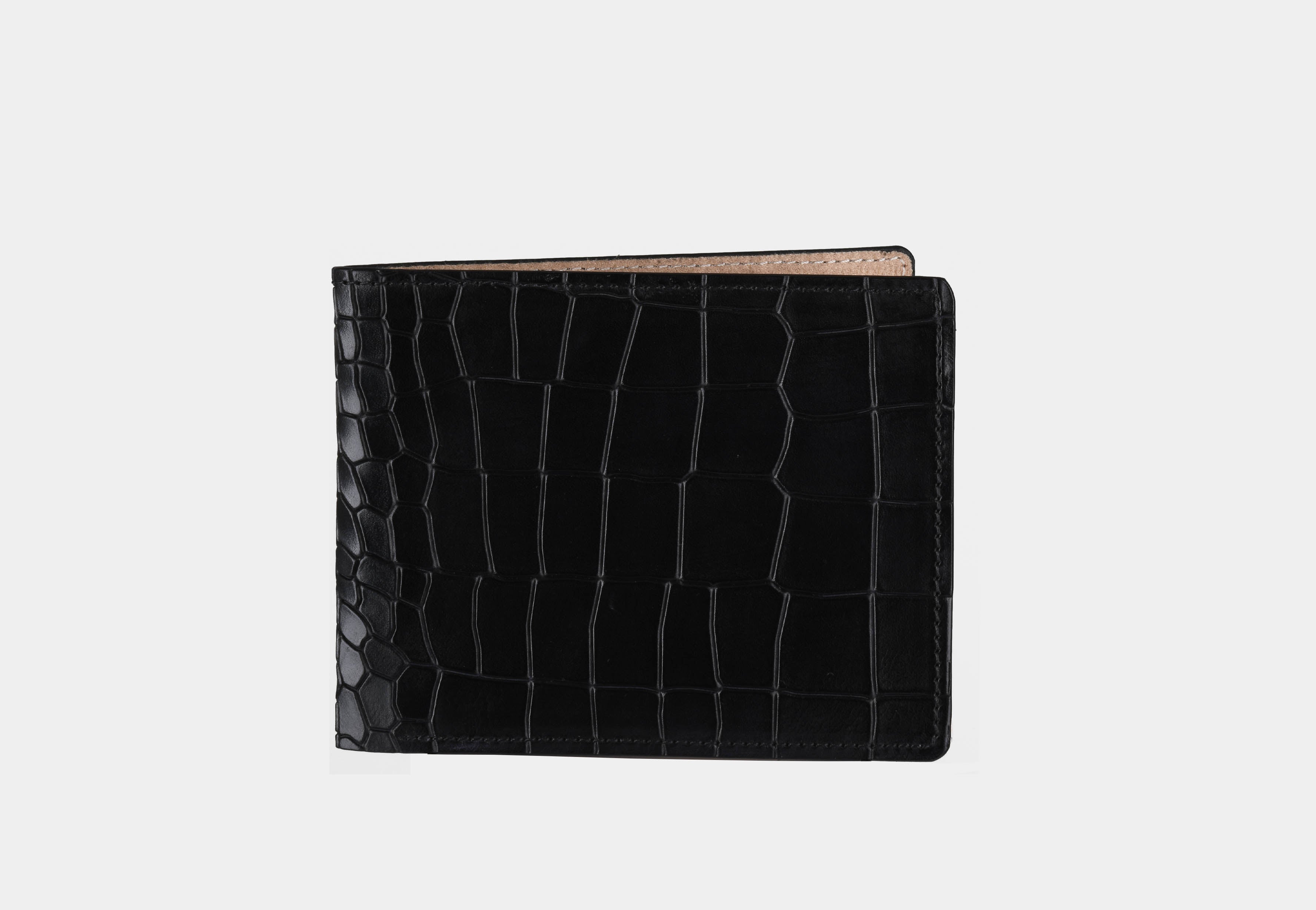 LEATHER WALLET | CROC BLACK